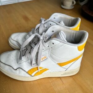Reebok high tops white with yellow detail